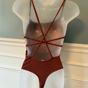 Rust Strappy backless bodysuit